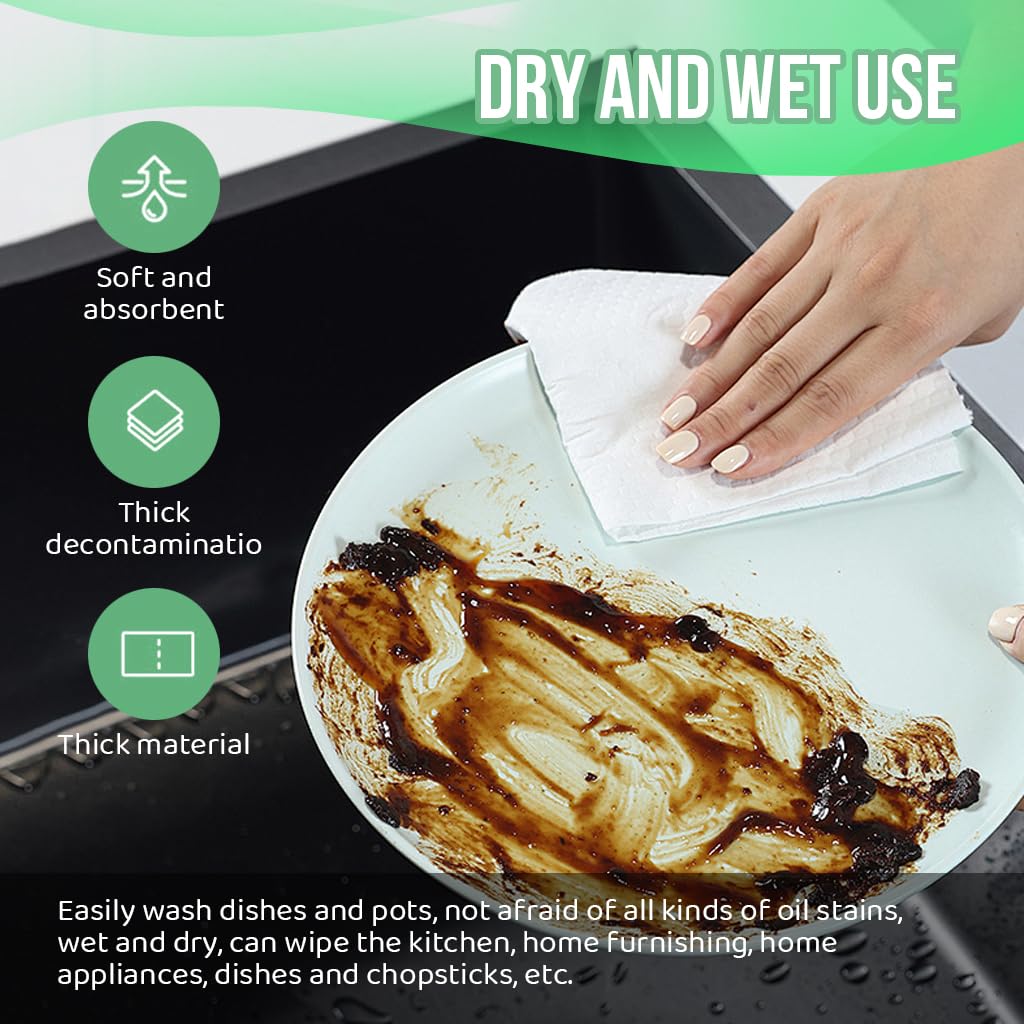 HASTHIP Reusable Kitchen Towel Roll for Cleaning with 165 Pre Cut 25x25cm Sheets | Cute Printed Design
