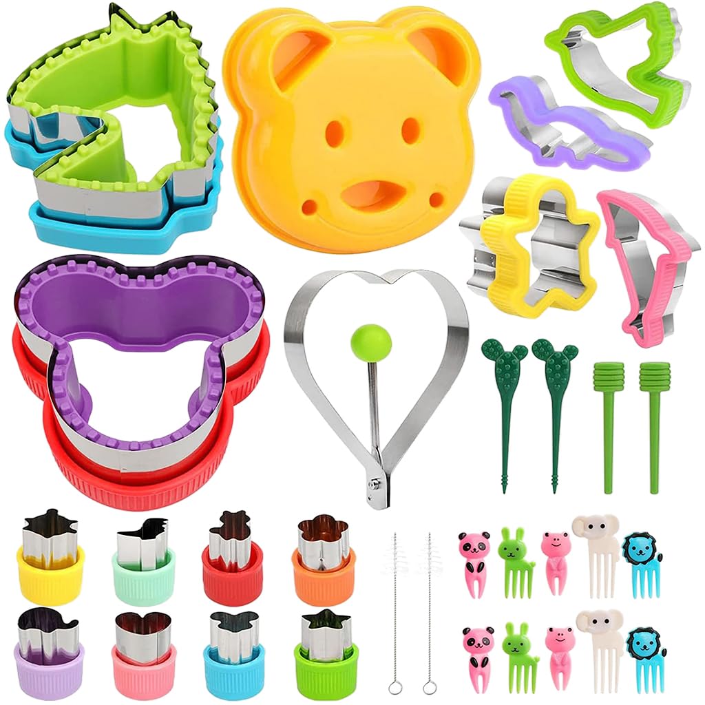 HASTHIP Cookie Cutter Shapes Set for DIY Baking with One Push Demold Tool | 32 Pcs Stainless Steel for Kids