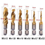 HASTHIP Drill Tap Bit Set for Metal | 7 Pcs M3-M10 with 1/4 in Hex Shank and HSS 4341