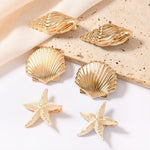 HASTHIP 6-Pack Gold Starfish & Seashell Hair Clips for Women and Girls