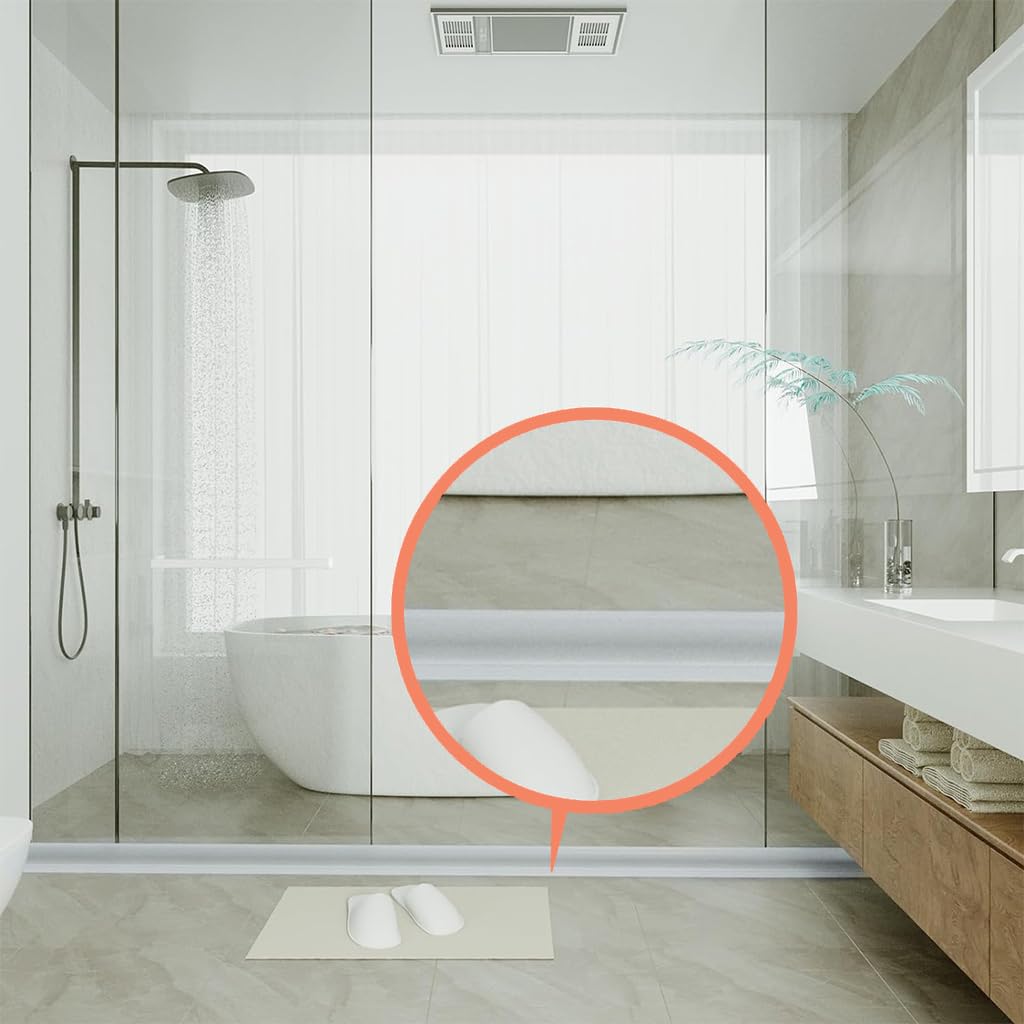 HASTHIP Shower Threshold Water Guard for Bathroom and Kitchen featuring 6.6ft TPE Flexible Dam Barrier