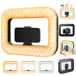 HASTHIP® Anillo de Luz LED para Smartphone,Estabilizador de Mano con Luz Relleno 2500K-8500K,Batería 8000mAh Recargable CRI 96+ Soporte 3 Zapatas Frías para Grabación Video Youtube
