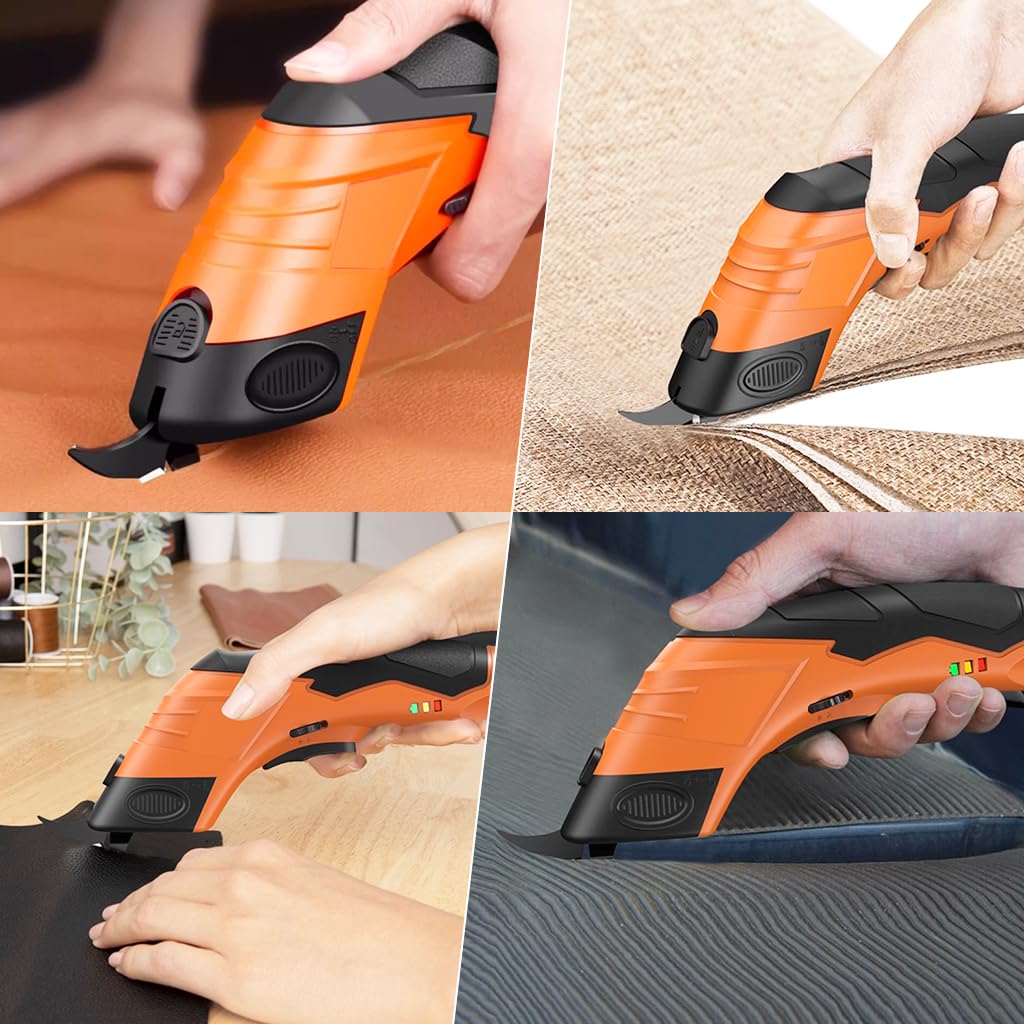 Serplex® 3.6V Cordless Electric Scissors with Safe Lock, Cardboard Cutter Electric Fabric Scissors with Tungsten Steel Blades, 2000mAh Rechargeable Fabric Cutter for Crafts Leather Carboard Plastic