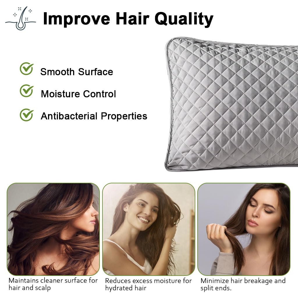HASTHIP Pillow Cover Set with Zip Closure for Standard Pillows 48x74cm 2Pc | Bamboo Fiber Waterproof Protection Grey