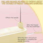 HASTHIP 2 in 1 Needle Threader for Hand Sewing and Embroidery featuring Dual Head Design | Retractable ABS Tool in Beige