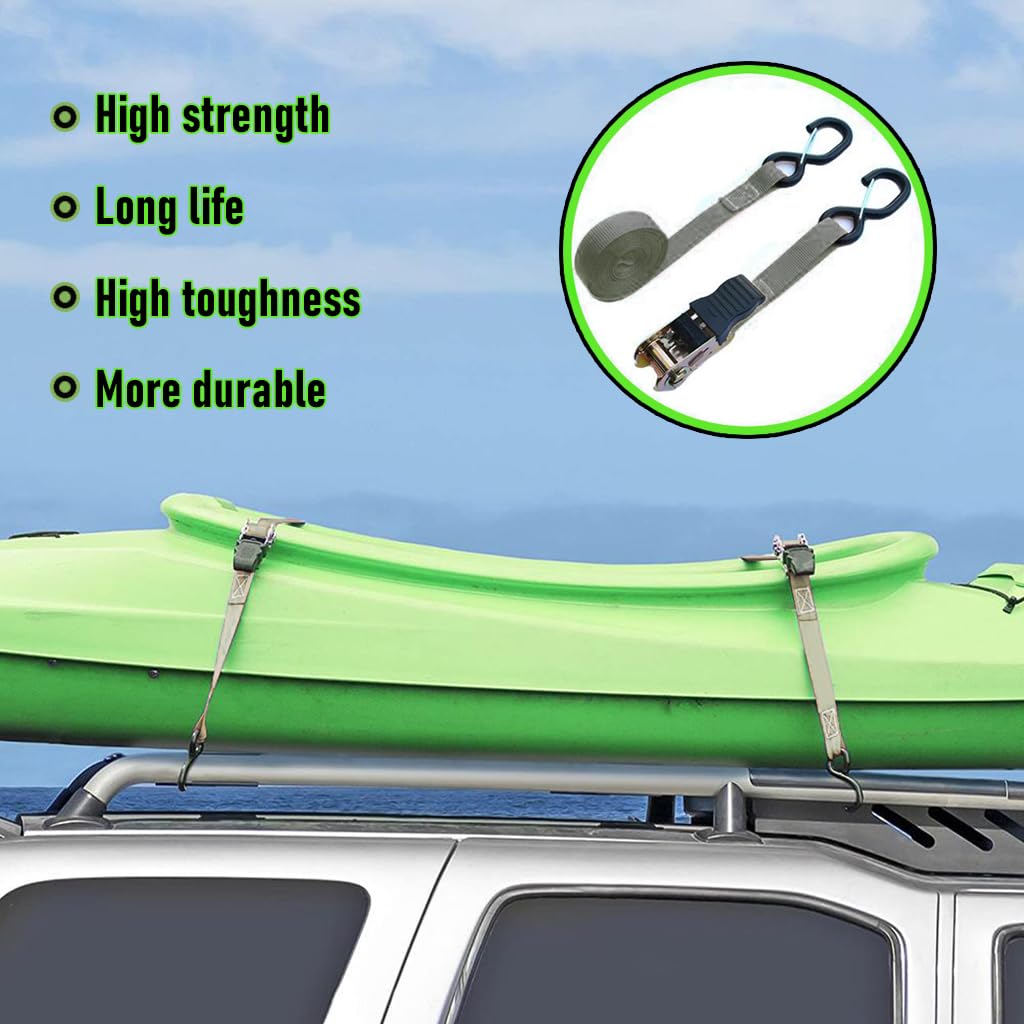 HASTHIP Ratchet Tie Down Straps for Cargo and Trucks with Rubber Handles and 4.5m Length | 1763lbs Load Capacity