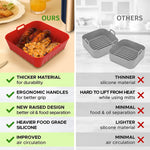 HASTHIP Air Fryer Silicone Baking Tray, 8.2 Inch Non-Stick Silicone Air Fryer Liners for 4-7QT, Reusable Square Air Fryer Oven Pot with Anti-Scalding Handles, Food Safe Air Fryers Accessories (Red)