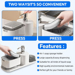 HASTHIP 4 in 1 Soap Dispenser for Kitchen Sink with Organizer and Sponge | Compact White Design
