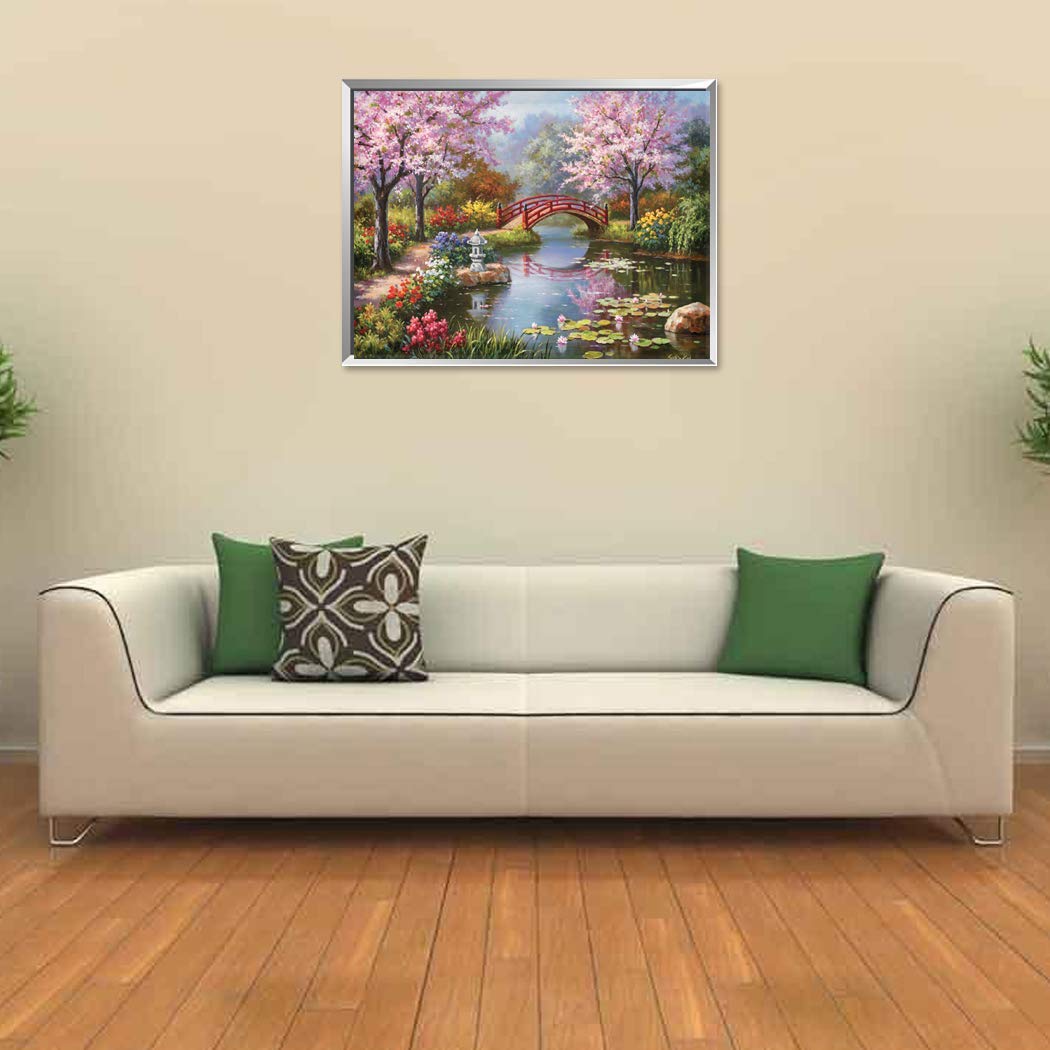 DIY 5D Diamond Painting Kit for Adults Kids,Full Drill Diamond Embroidery Crystal Rhinestone Pasted Painting Arts Craft for Home Wall Decor Paint(40X50cm)-Spring Scenery