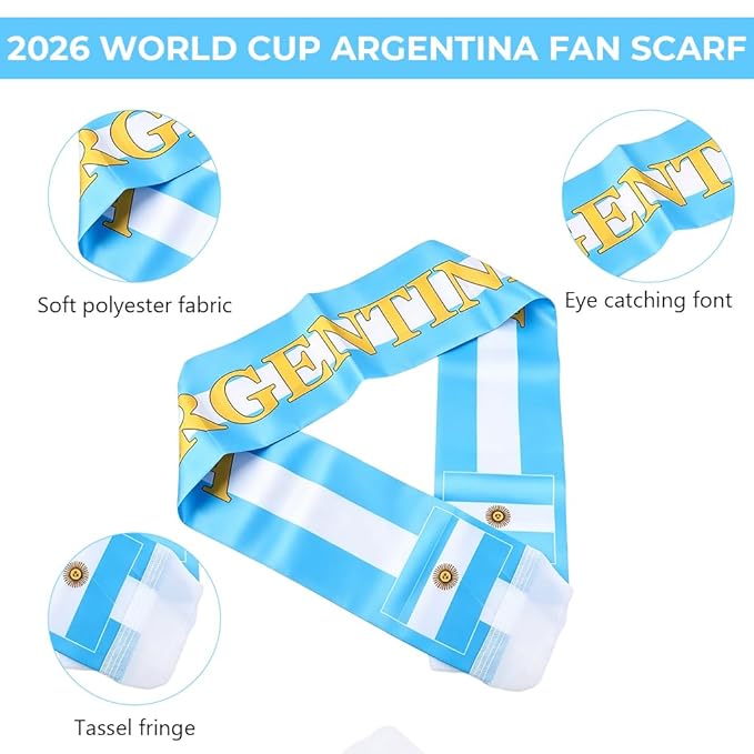 HASTHIP® World Cup 2026 Scarf & Shawls, Unisex Double-Sided Print Scarf for Men Women Match Schedule Viewing Gear Soccer Fan Gift-Blue