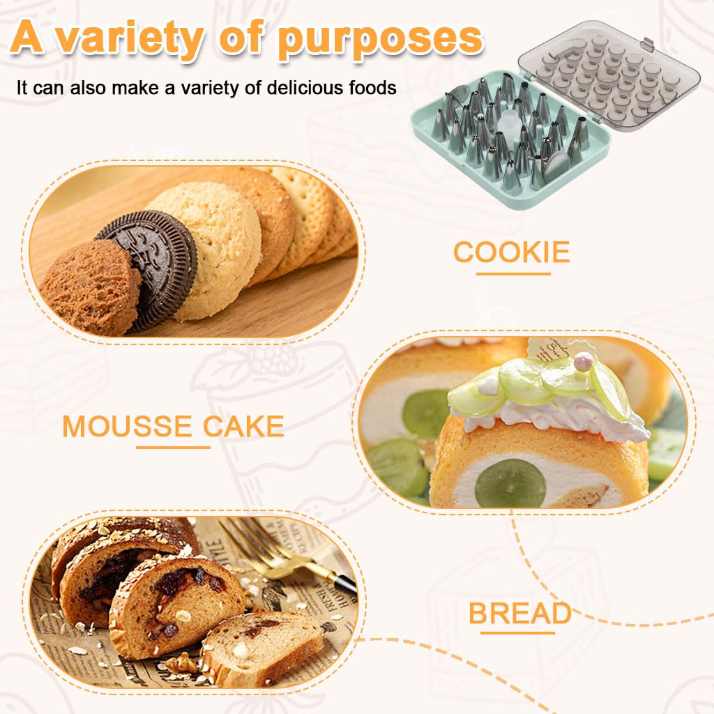 HASTHIP Cake Decorating Set for Creative Baking with 29 Pieces and Standard Coupler | Food Grade Stainless Steel Tips in Storage Box