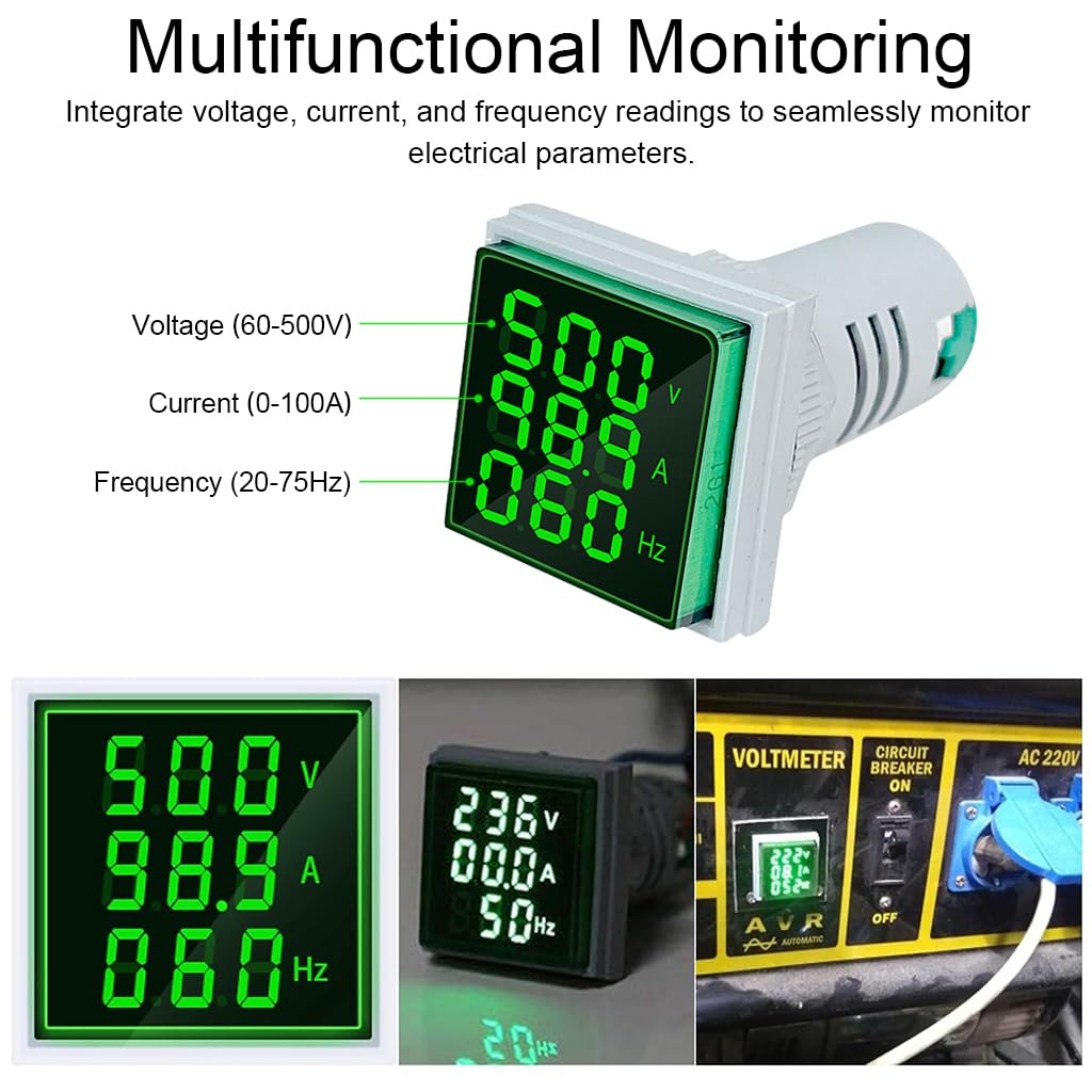 HASTHIP® Multímetro Digital LED 3 en 1 60‑500V 0‑100A Medidor de Corriente Voltaje Frecuencia CA Pantalla Retroiluminada Indicador de Señal Profesional Tester Medición Precisa