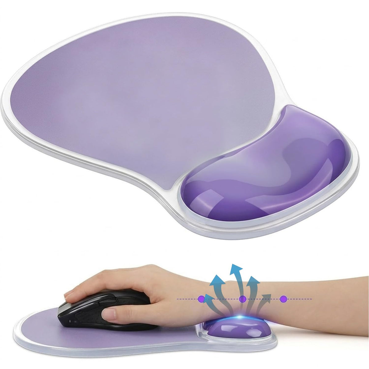 HASTHIP® ZORBES Almohadilla de Muñeca para Ratón de TPU Transparente Silicona Ergonómica con Soporte de Gel Suave para Uso Cómodo y Antifatiga en Escritorio Oficina Hogar Viaje