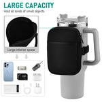 HASTHIP Water Bottle Pouch for Gym and Outdoor Use with Adjustable Strap and Zipper Pocket | Black