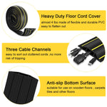 6.56ft Floor Cord Cover Protector Heavy Duty PVC Cuttable Floor Cable Protector 3 Channels Contains Cords Cables and Wires, Waterproof Sealing Strip for Door Floor Cable Cover for Home Office