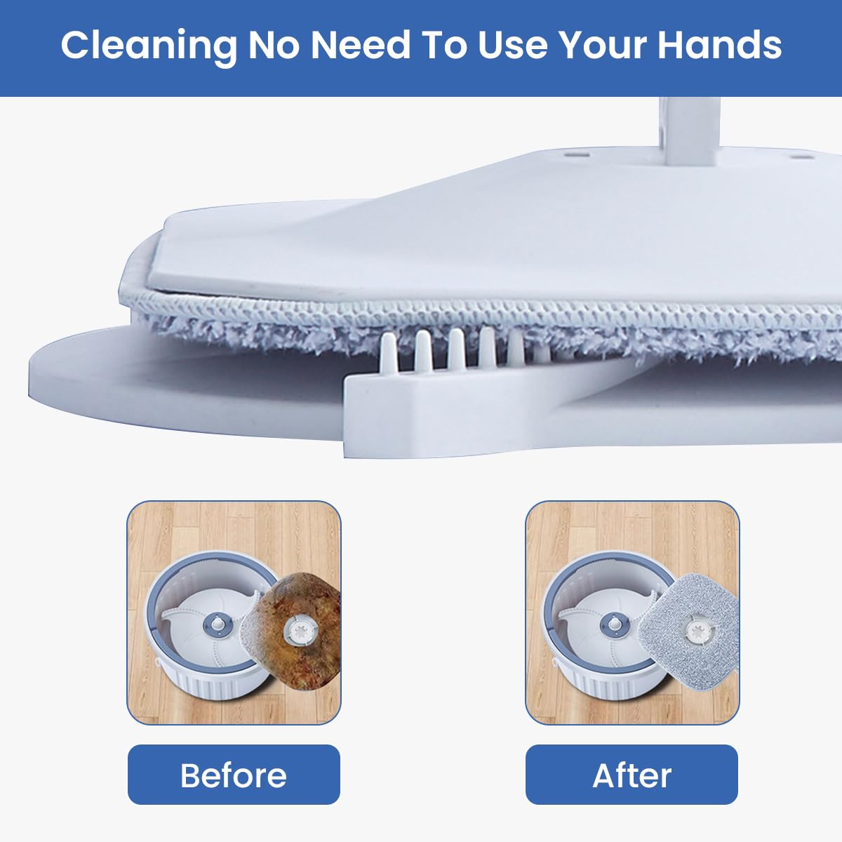 HASTHIP Microfiber Flat Floor Mop for Wet and Dry Cleaning with 3.5L Self Wringing Bucket and 360° Swivel Head