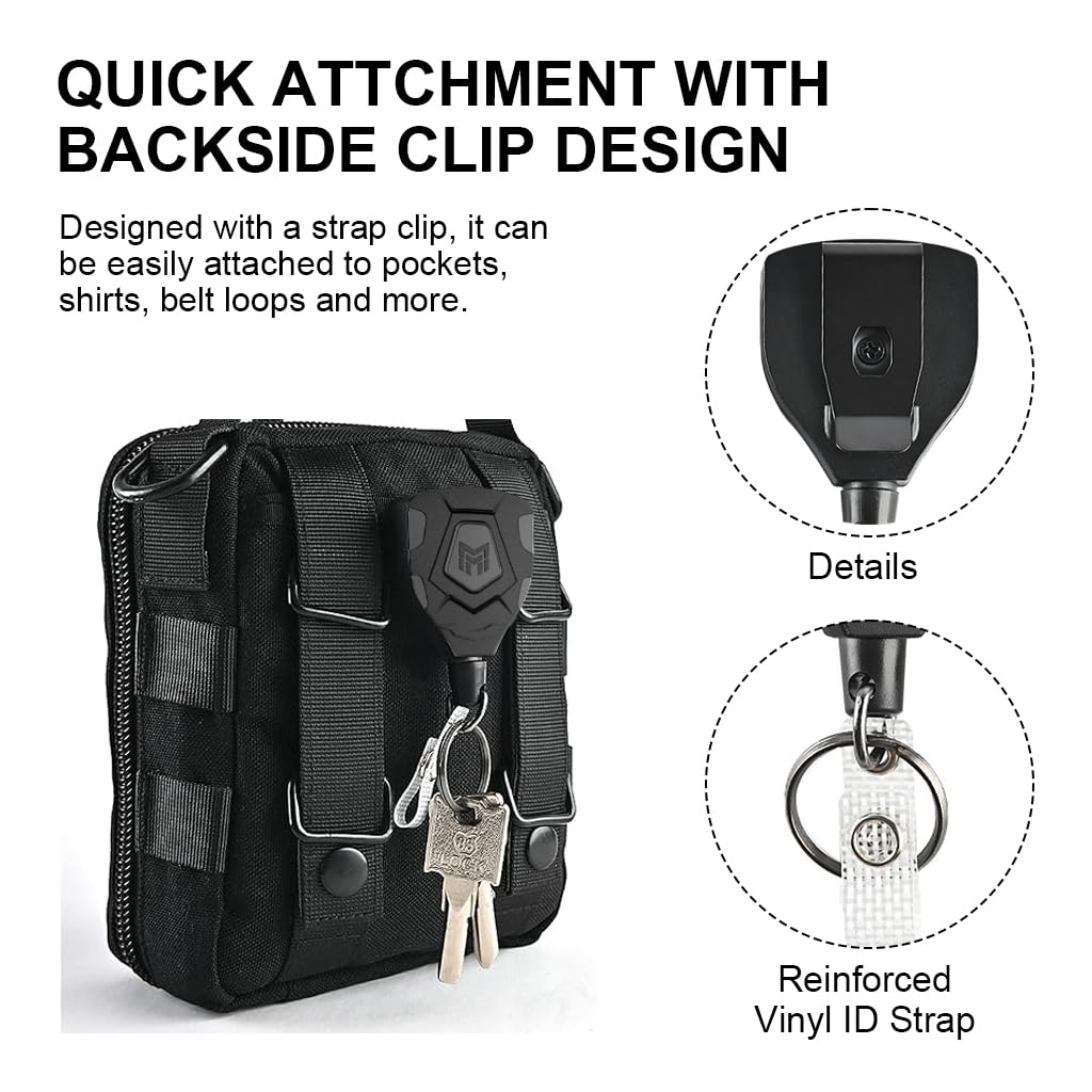 HASTHIP Retractable Keychain for ID Badges and Keys with 31.5 in Steel Cord | ABS Body Clip