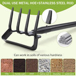 HASTHIP Garden Hoe for Weeding with 1.7m Adjustable Handle featuring Dual Rake Head | Stainless Steel Tool