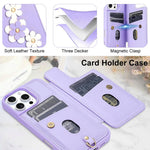HASTHIP® Funda para iPhone 16 Pro, billetera con tarjetero, bonito bolso bandolera con diseño floral para mujer