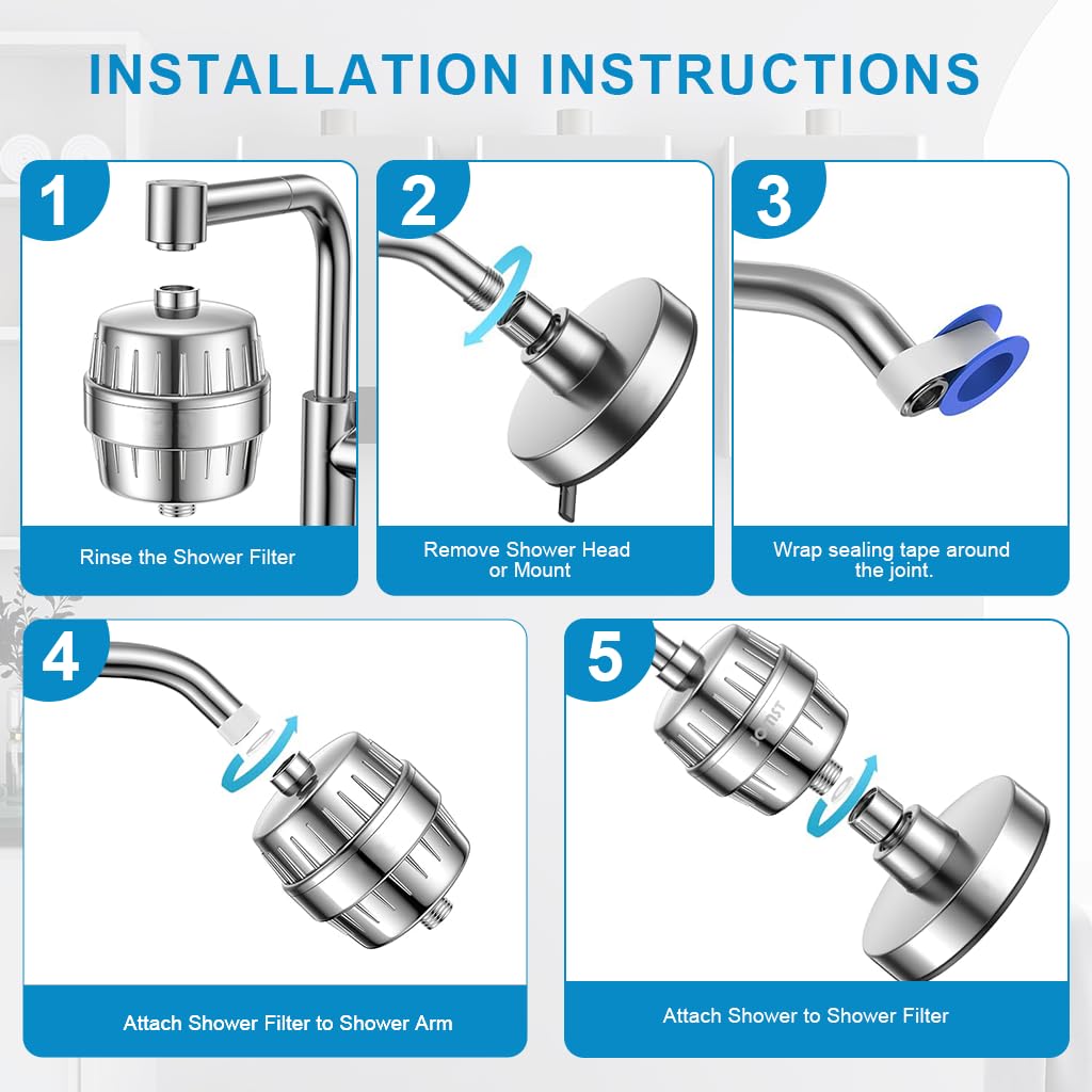 HASTHIP Filtered Shower Head with 20 Stage Filtration and 5 Spray Modes for Softer Skin | Removes Chlorine and Heavy Metals