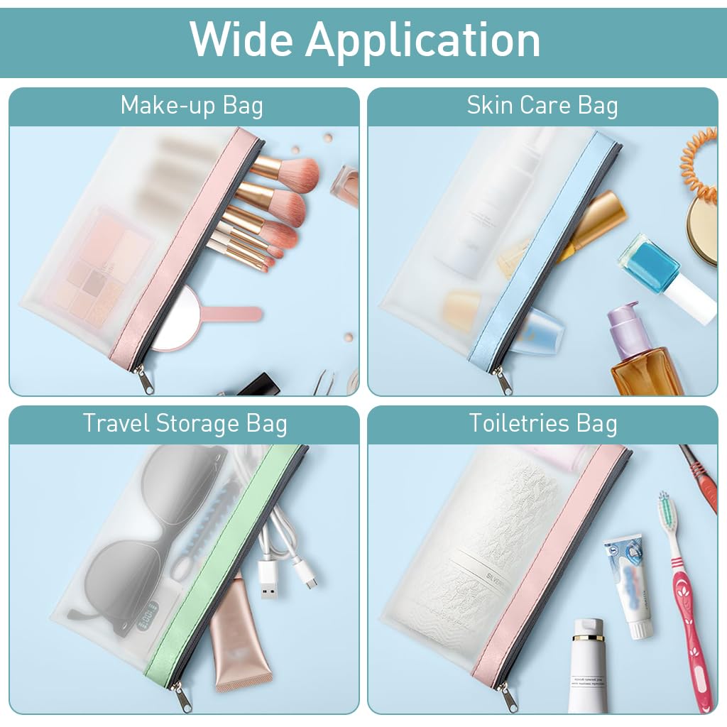 HASTHIP Pencil Pouches Set for School and Office Storage featuring Semi‑Transparent PVC 8.2x4.1 in | Waterproof Utility Bags for Students