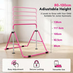 HASTHIP® Kids Gymnastics Horizontal Bar, 80-130cm Adjustable Height Training Bar for Children, Junior Kip Bar with Sturdy Steel Frame & Non-Slip Base, 330lbs Loading Capacity