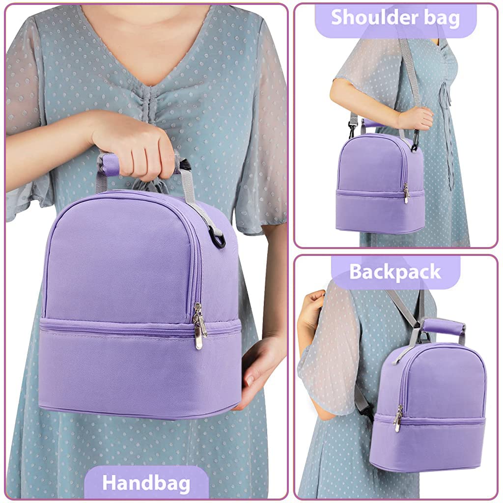 HASTHIP® Bolsa Enfriadora de Leche Materna con Paquete de Hielo,Bolsa Térmica Doble Capa Impermeable para Biberones,Fiambrera Portátil Mochila para Mamá,Apta 6 Botellas - Púrpura