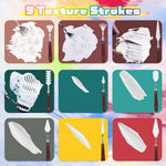HASTHIP Acrylic Paint Scrapers Set for Texture Art with 9 Steel Tools & 6 Panels | Ergonomic Wooden Handles for Artists