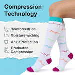 HASTHIP 2 Pairs Compression Sport Socks Knee High Graduated Support Socks