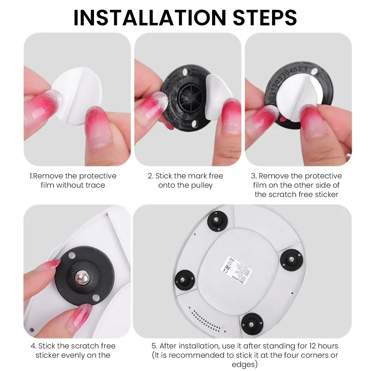 HASTHIP Self Adhesive Caster Wheels for Small Furniture featuring 360° Swivel Design | 20pcs 1.37 in Stainless Steel Ball Casters