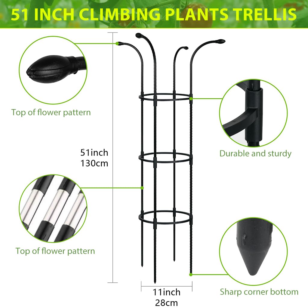 HASTHIP Flower Trellis for Climbing Plants 130cm with Open Roof Design | Sheathed Steel Frame