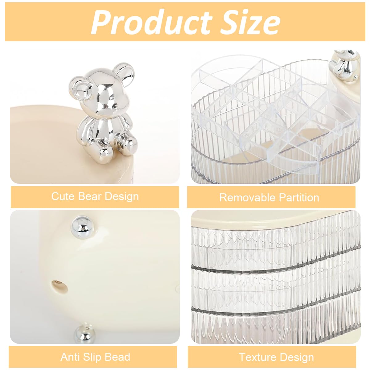 HASTHIP Jewellery Organiser 4 Tier Rotatable Acrylic Box for Accessories and Hair Ties | 2PCS