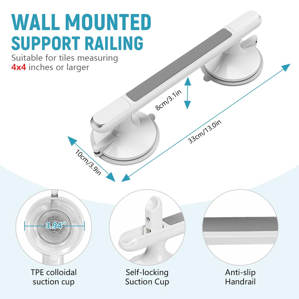 HANNEA 13-Inch Suction Grab Bar