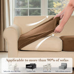 HASTHIP Sofa Seat Cushion Slipcover for 50–70cm Mats with Stretchy Slip‑On Fit | Brown Textured Cover