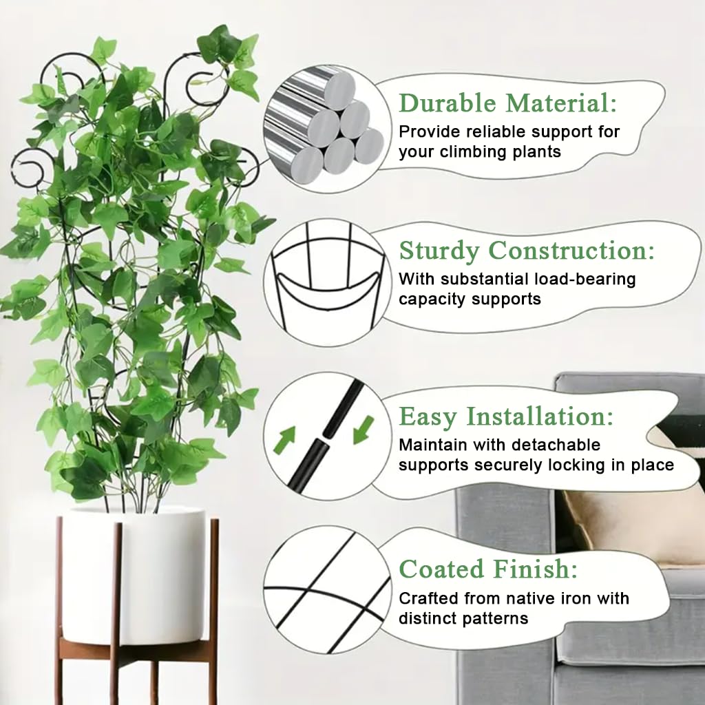 HASTHIP Flower Trellis for Climbing Plants with 32 in Frame and Cut Out Design | Sheathed Metal Pipe Support