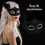 HASTHIP® 2 Piezas Máscaras Venecianas para Mujer con Plumas Elegantes,Antifaz de Baile de Carnaval y Fiesta Disfraces,Máscara Ojos Negra y Blanca con Cinta Ajustable