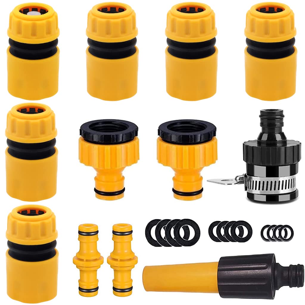 12Pcs Hose Pipe Connectors with Garden Hose Nozzle for Tap & Garden Hose, 5 Hose Quick Connector, 1 Hose Waterstop Connector, 2 Double Male & 2 Hose Connector for Car Wash Garden Irrigation