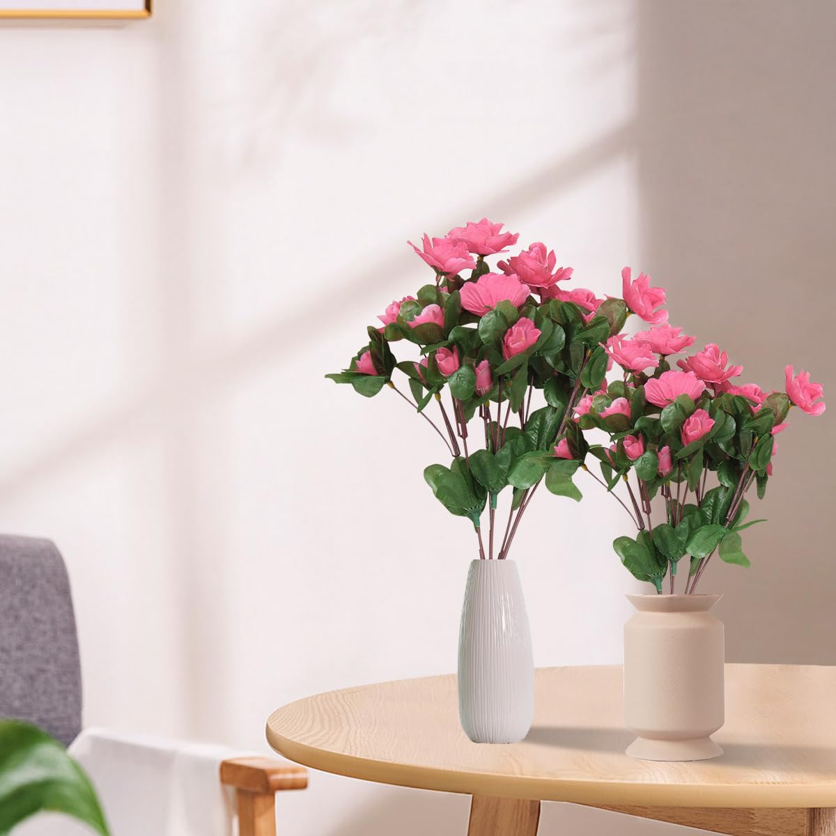 HASTHIP Rhododendron Artificial Flowers for Home and Wedding Decor with 2 Bouquets 33cm | Pink Retro Style Simulated Blooms