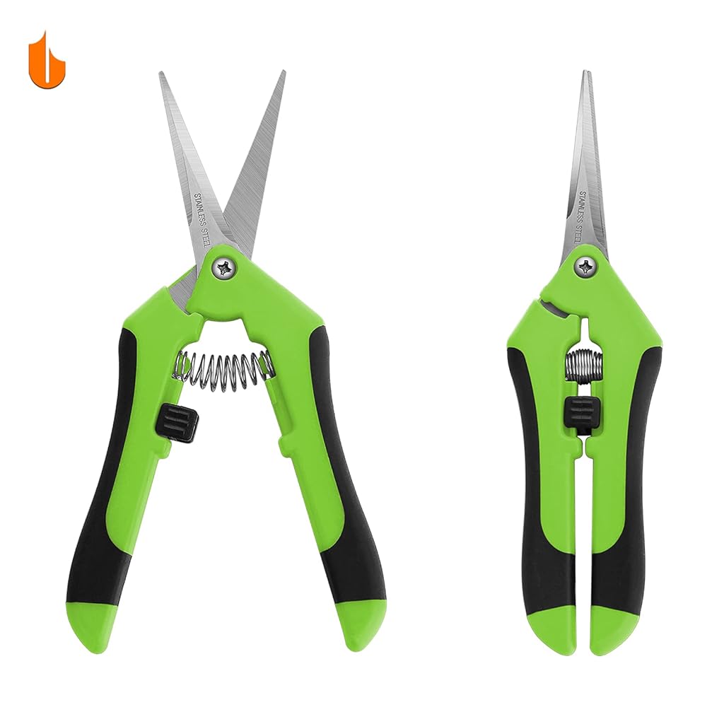 HASTHIP® Tijeras de Podar de Acero Inoxidable con Bloqueo Seguridad,Cuchillas Afiladas Micro Punta,Podadora Mano Profesional con Mango Ergonómico Antideslizante para Plantas