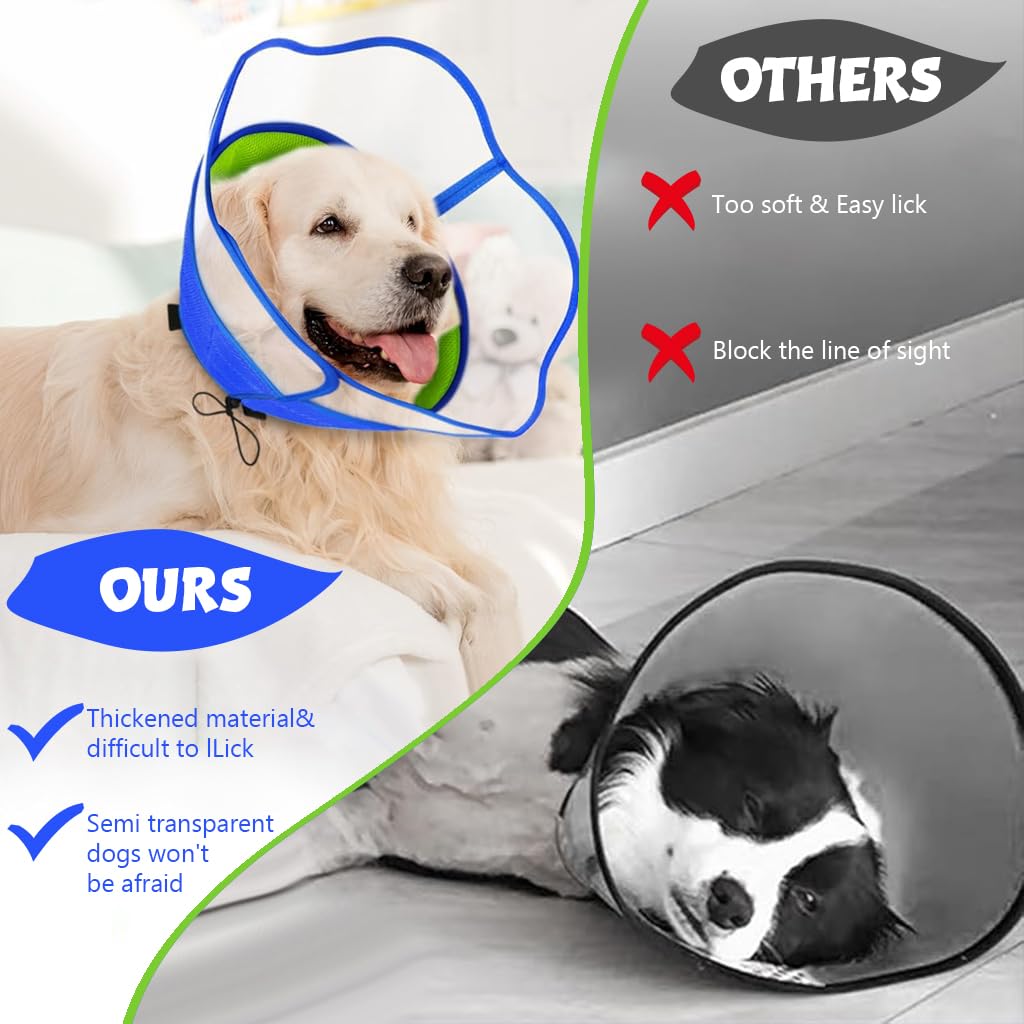 HASTHIP Breathable Soft Dog Recovery Cone Collar with Adjustable Drawstring