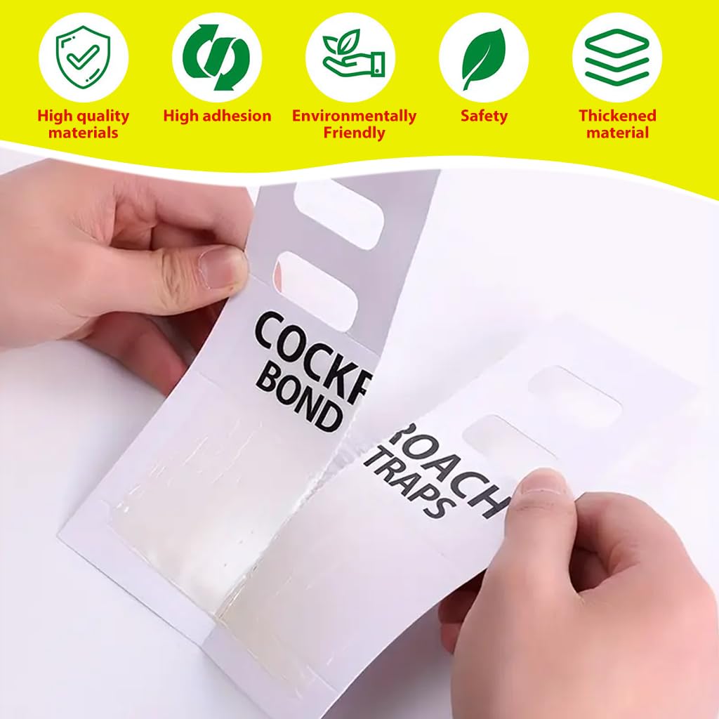 HASTHIP Glue Trap for Cockroaches with Ultra Strong Pre-glued Adhesive, 6 Count | Child and Pet Friendly Fold-up Design