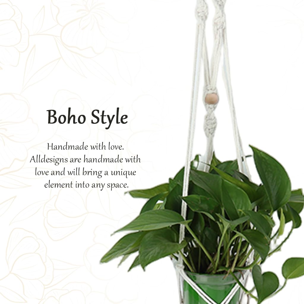 HASTHIP Macrame Plant Hanger for Indoor and Outdoor Decor with Metal Loop Ring | Cotton Woven Tassel Style