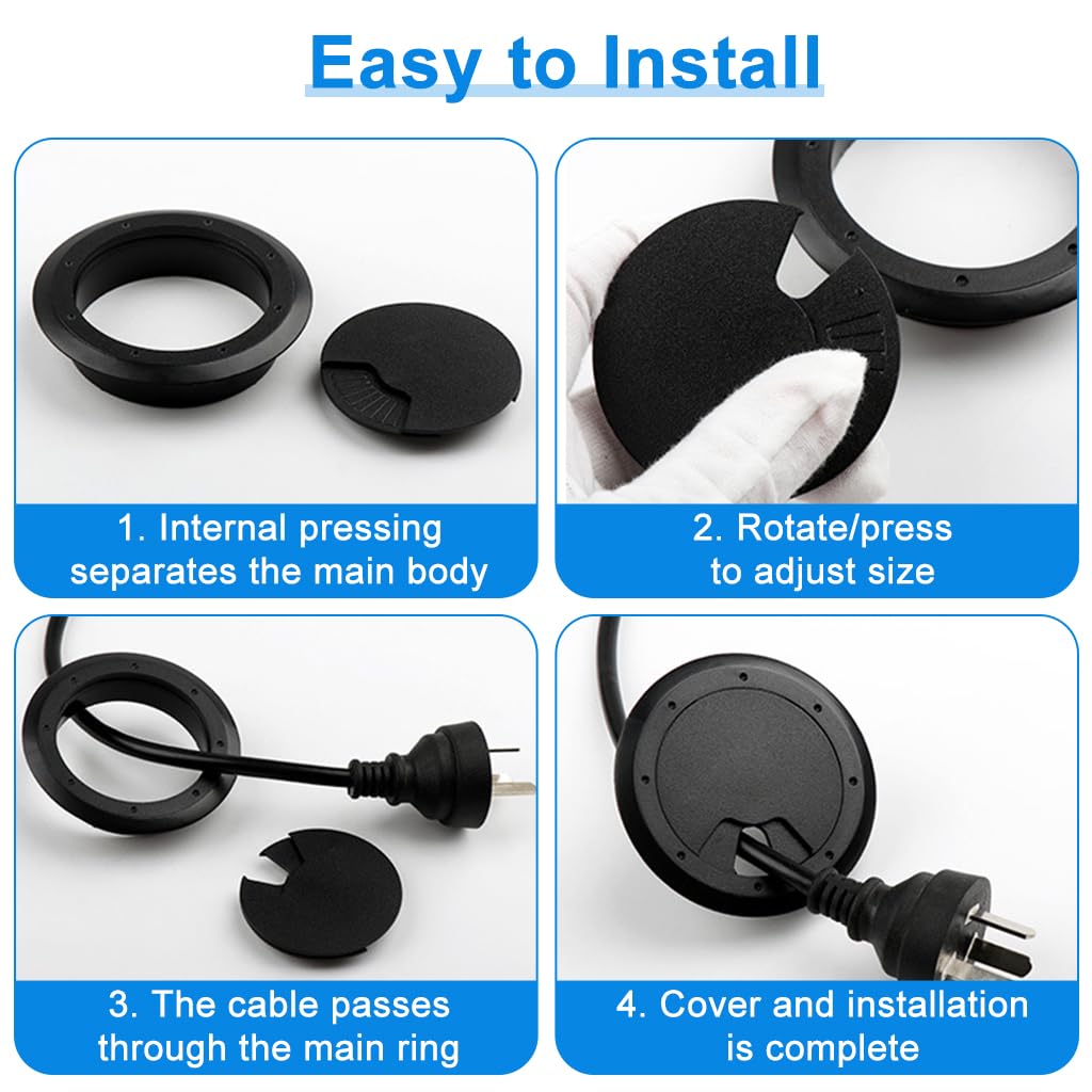 HASTHIP® 2.36in Desk Grommets 4-Pack
