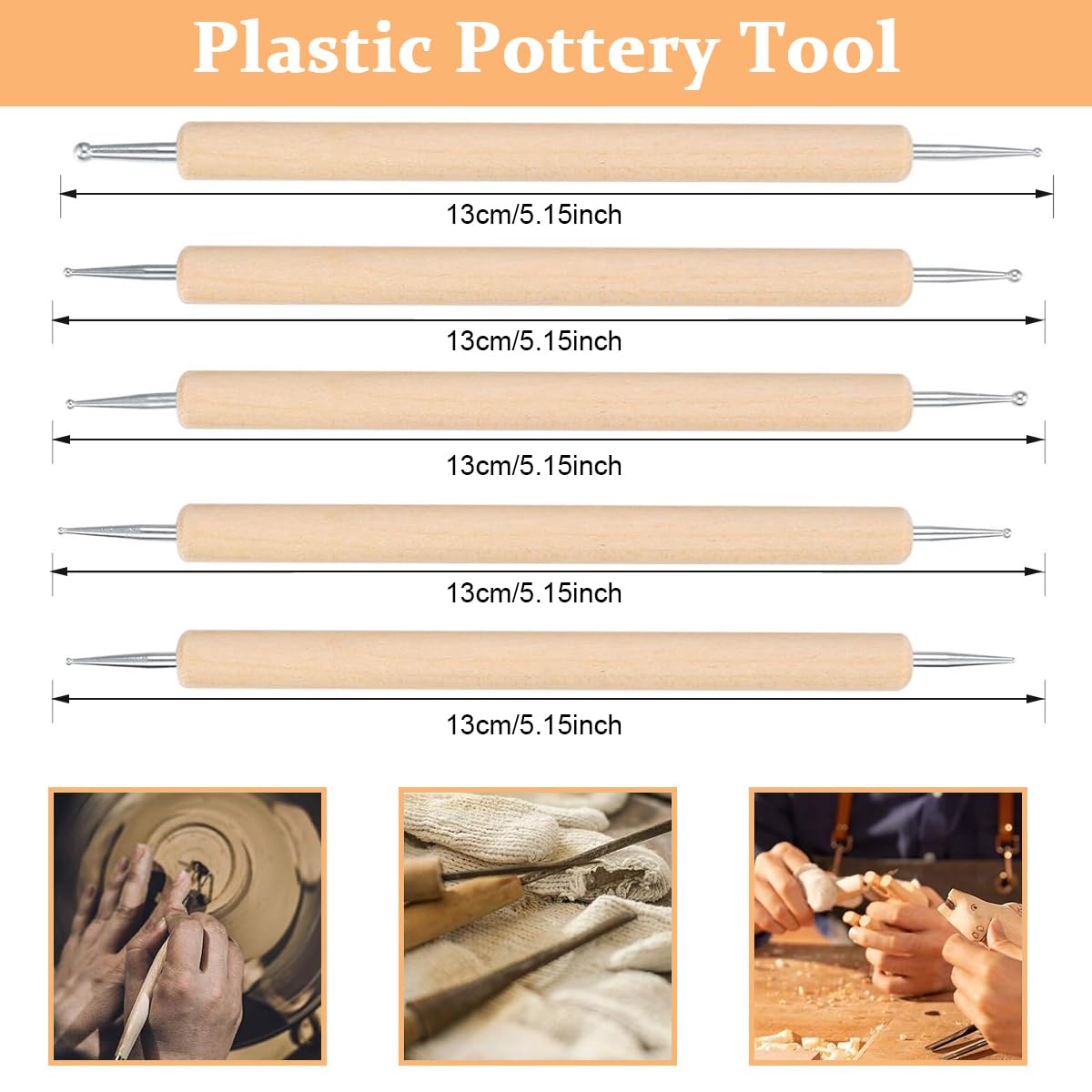 HASTHIP Clay Sculpting Toolkit for Polymer Clay and Ceramics with 25 Tools featuring Wooden Handles and Metal Tips | Storage Bag for Artists and Kids