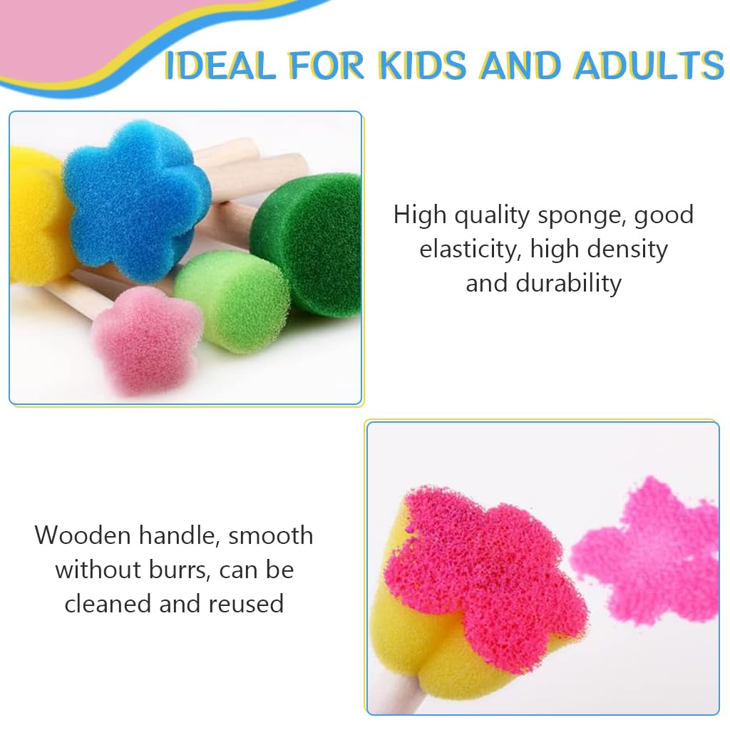 HASTHIP Sponge Art Supplies for Creative Painting with 14 Pcs Brushes and Rollers | Ideal for Kids and Adults
