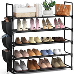 HASTHIP Shoe Rack for Entryway with 5 Tiers and 3 Side Pouches 85x28x88cm Non Woven Fabric