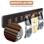 HASTHIP Wall Mounted Sunglasses Organizer for Bedroom with 9 PU Loops and Wooden Rack | No Drill Eyewear Display