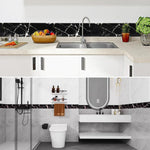 HASTHIP Wall Border Sticker for Bathroom and Living Room featuring Self Adhesive PVC Trim 23.5 x 3.1 in | Black Marble Crack Pattern Waterproof Design