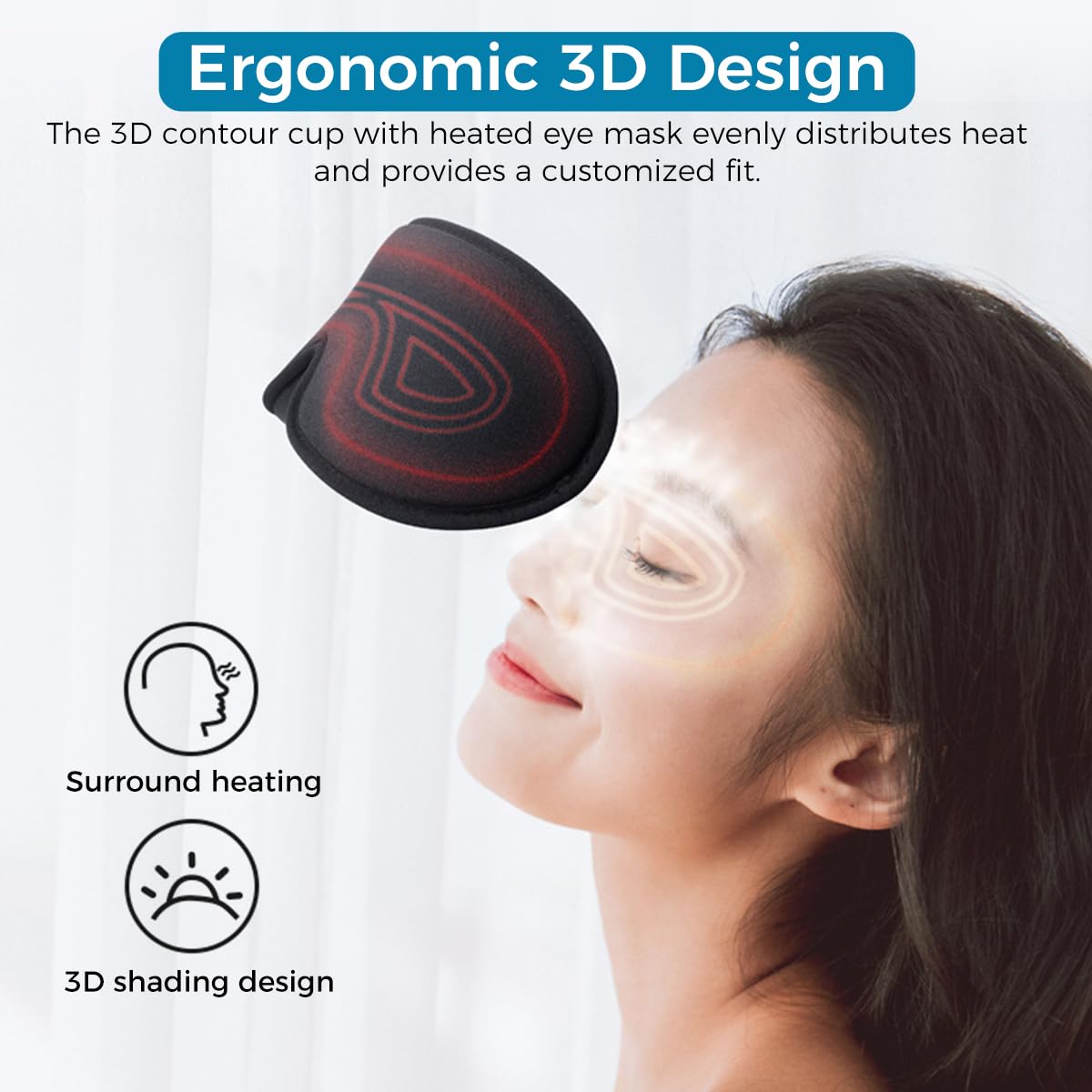 HASTHIP USB Wired Eye Mask for Relaxing Eye Spa with 3D Contour Design & 3 Heat Levels