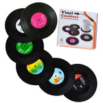 HASTHIP® RetroMusic 6pcs Drink Coasters Set, Solid Vinyl Record CD Design, Absorbent Non-Slip Table Mat for Home, Coffee Table, Bar, Office Decor, Perfect Housewarming Gift